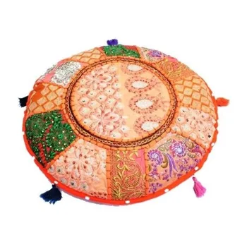 32-Дюймовая Круглая подушка в стиле пэчворк, подушка для украшения дома, напольное покрытие, ретро Наволочка в Индии