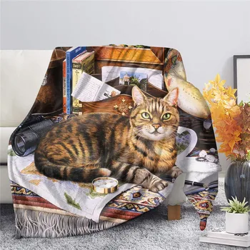 Милое фланелевое одеяло с кошачьими животными, Декоративные постельные одеяла для кроватей, Одеяло для взрослых, Домашнее декоративное повседневное покрывало