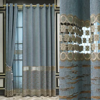 Водорастворимая Полая Штора с вышивкой из Синели в европейском стиле, плотные шторы для гостиной, столовой, спальни