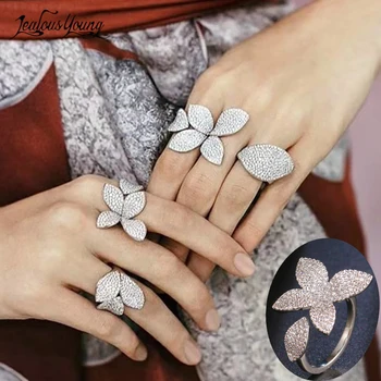 Роскошные Кольца с бабочкой из Циркона, с Микро-Прокладкой, с украшением в Виде Большого женского пальца в Форме Цветка Розы