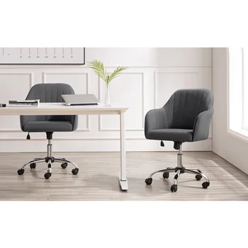 Alden Designs Бархатное рабочее кресло со средней спинкой и подлокотниками, офисные стулья для офисной мебели серого цвета