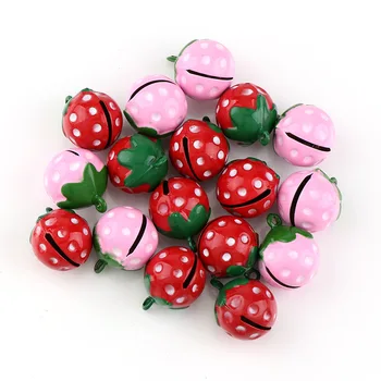 Милый Мини-розовый Колокольчик в форме клубники 21 мм 2 шт., медные колокольчики для ожерелья-шарма, подходят для фестиваля/вечеринки/ожерелья для домашних животных