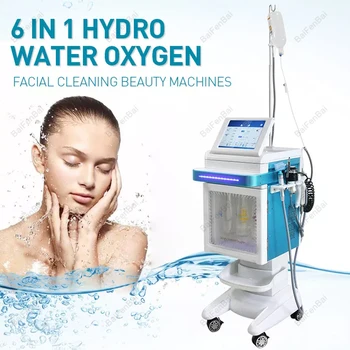 Новый кислородный пилинг для лица 6 в 1, гидродермабразия, сужение пор, уход за кожей, аппарат для удаления угрей, красота и здоровье