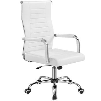 Офисный стул Mart из искусственной кожи со средней спинкой для домашнего офиса, белый