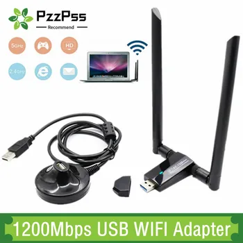 Беспроводная сетевая карта PzzPss 1200 Мбит/с Long Range AC1200 Двухдиапазонный 2,4 G + 5G Беспроводной USB 3,0 WiFi Адаптер 802.11ac WIFI Антенны