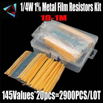 2900шт 145 Значений 1/4 Вт 1% 1R-1M Ом Металлический Пленочный Резистор В Ассортименте Box Kit Torlerance Pack