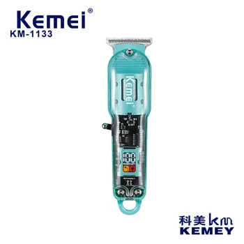 Kemei KM-1133, перезаряжаемая машинка для стрижки волос, Парикмахерская, Профессиональные машинки для стрижки волос, беспроводной Триммер, Прозрачная крышка