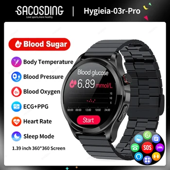 Здоровая Температура тела Умные часы Мужские Bluetooth Вызов 360 * 360 HD Экран Спортивные Умные часы с сердечным ритмом и уровнем сахара в крови для Huawei
