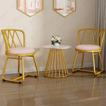 Скандинавский чистый красный железный художественный обеденный стул для дома, современный минималистичный креативный туалетный столик для макияжа, маникюрный столик