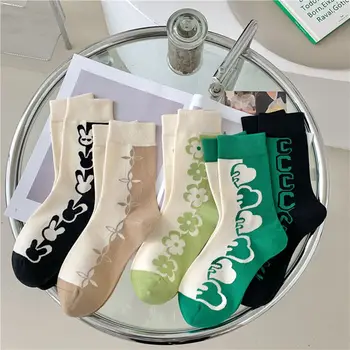 Весенне-летние женские носки с рисунком Цветочного алфавита rRabbit, креативная корейская мода, Удобные дышащие забавные Harajuku Sox