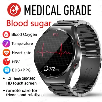 Jam tangan pintar pria, jam tangan pintar pria tekanan darah, EKG + PPG, Monitor denyut jantung, suhu tubuh, jam tangan pintar H