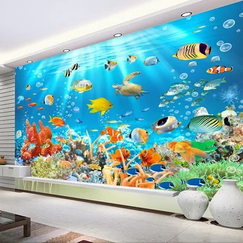 Фотообои на заказ, нетканые обои с тиснением, Подводный мир, Рыбы, кораллы, Детская комната, обои для украшения стен в гостиной