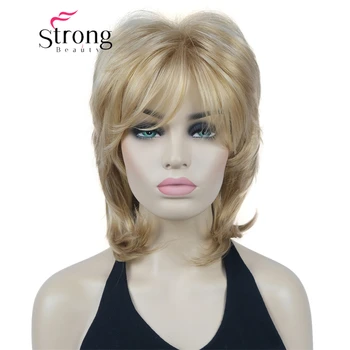 StrongBeauty Короткий Шелковистый мягкий Слоистый светло-коричневый парик с ворсом, полный синтетический парик для женщин