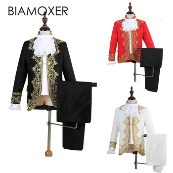 Детский костюм Королевского короля Принца Biamoxer для Мужчин и детей, куртка для косплея Средневекового Вождя, брюки, полный комплект
