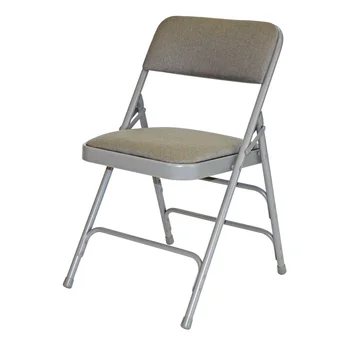 Металлическое складное кресло с тканевой обивкой и тройной скобой, четырехъядерный шарнир - серый (4 шт. / коробка)