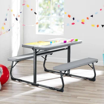 Складной детский столик Your Zone с серой текстурной поверхностью, сталь и пластик, лестница 33,11 