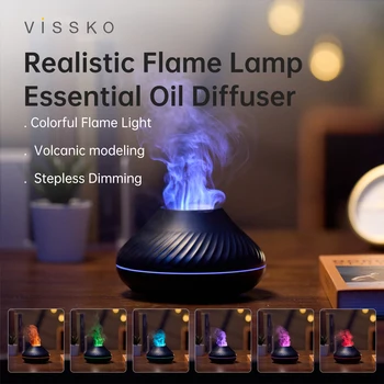 Ароматический диффузор Vissko Flame 130 мл, диффузоры эфирных масел, USB Портативный Увлажнитель воздуха с цветным ночником, реалистичный огонь